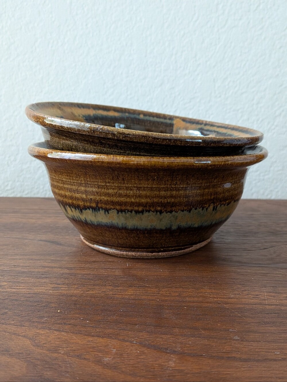 Set Of 2 Handcrafted Studio Art Pottery Everyday Cereal/Soup Bowls Signed